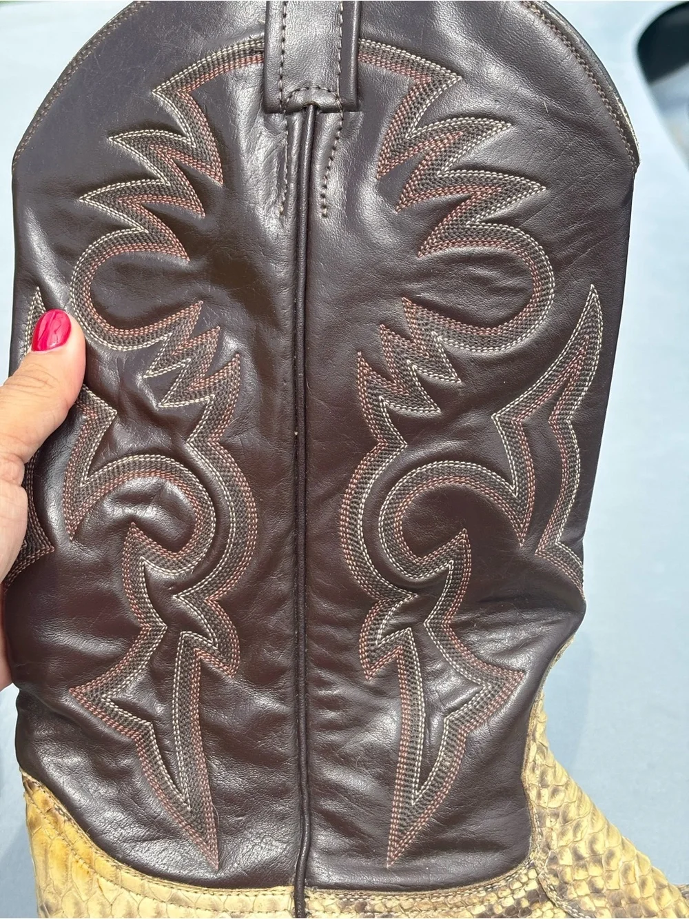 Remington Men’s Yellow Python-Print Western Boots with Dark Brown Shaft